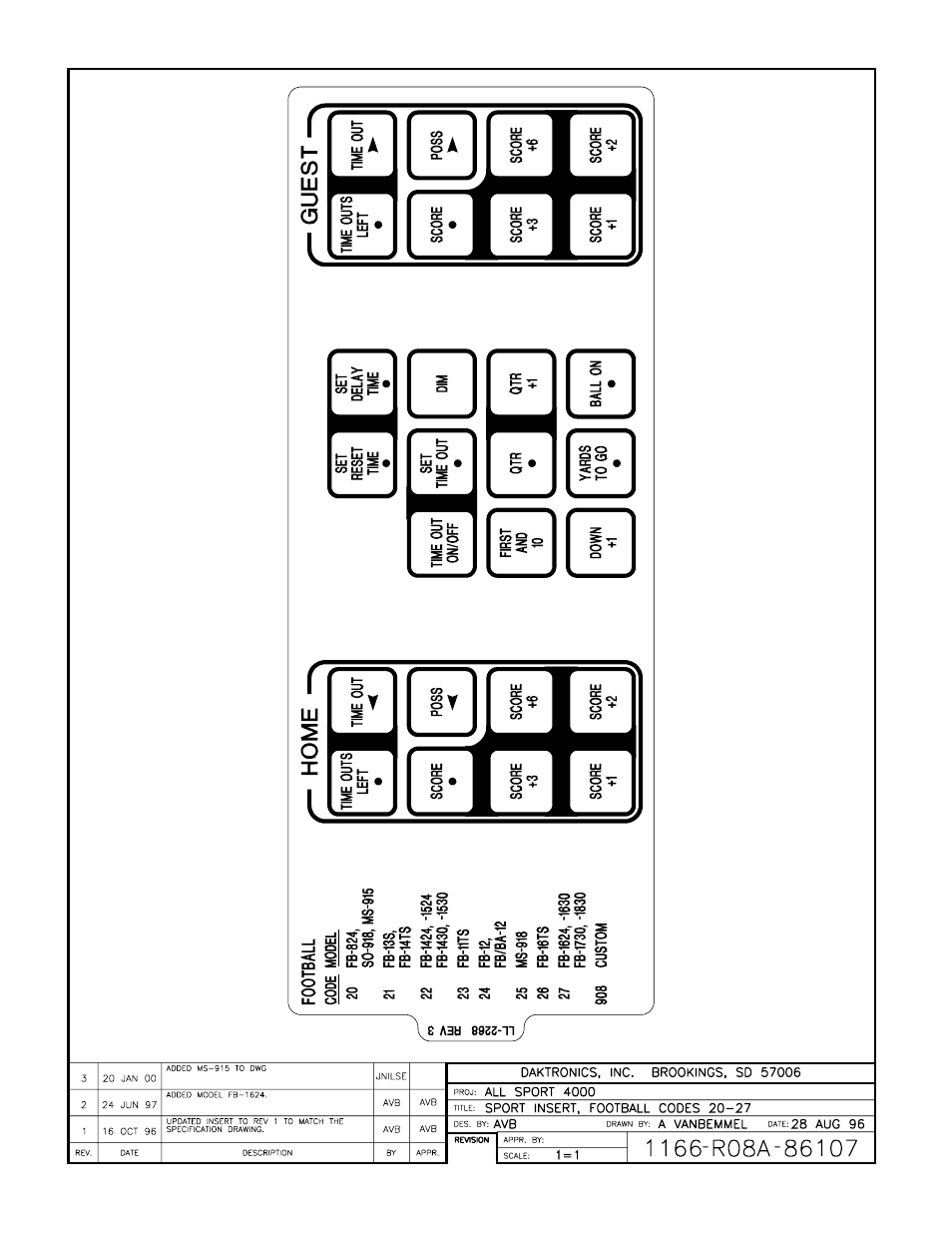 Drawing a-86107 | Daktronics All Sport 4000 Series User Manual | Page 143 / 174