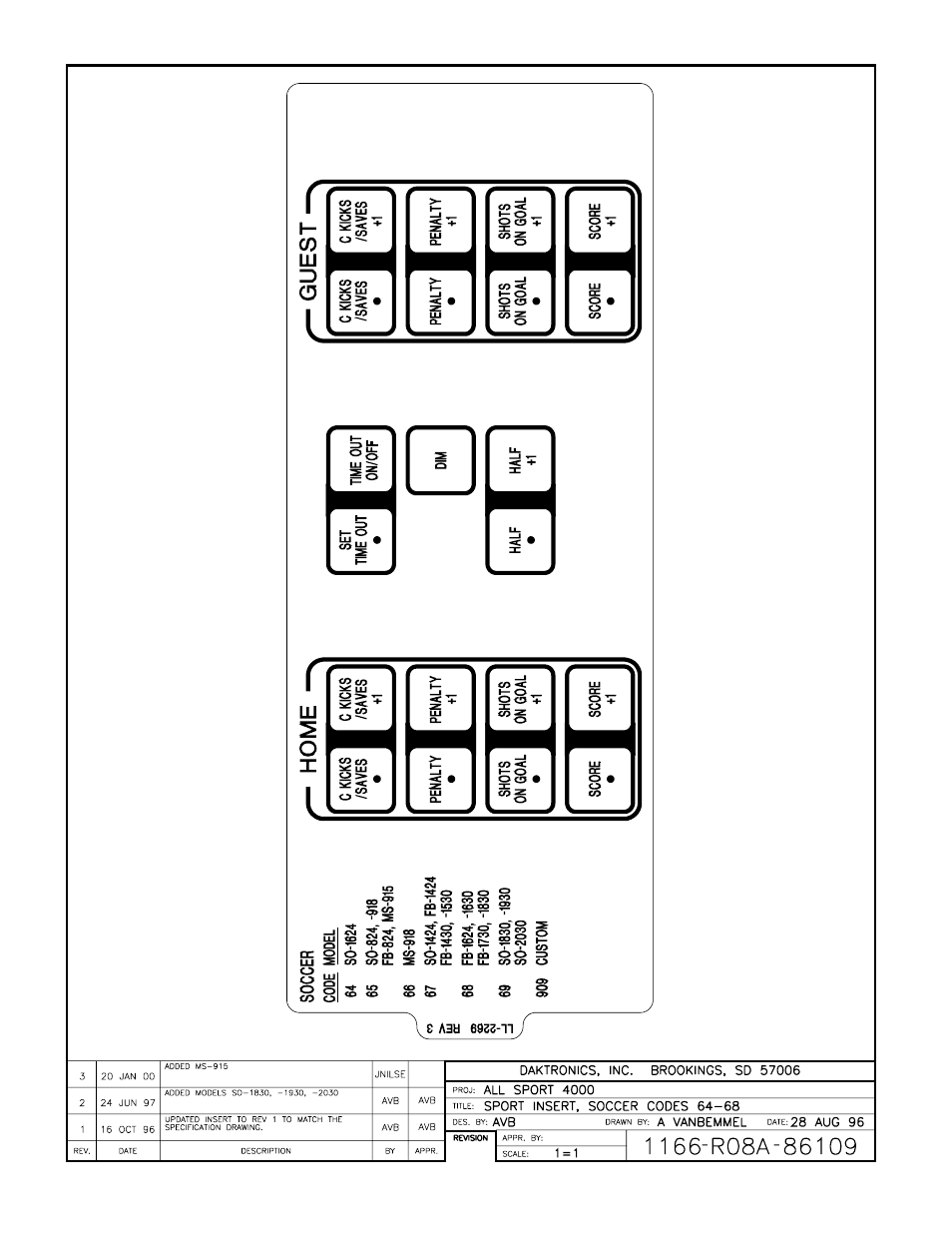 Drawing a-86109 | Daktronics All Sport 4000 Series User Manual | Page 144 / 174