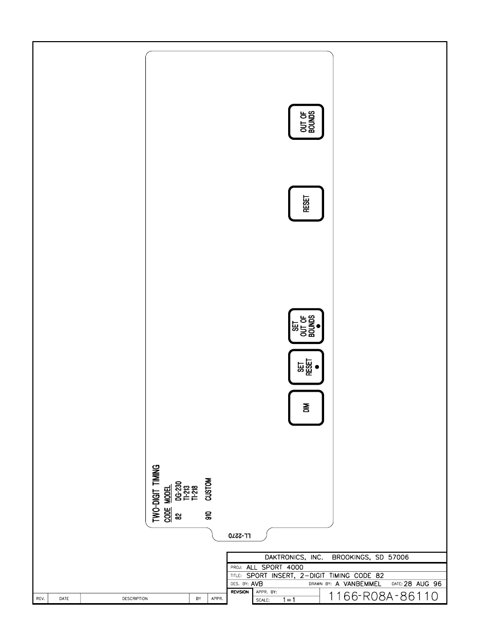 Drawing a-86110 | Daktronics All Sport 4000 Series User Manual | Page 145 / 174