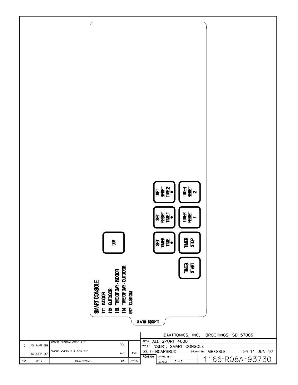 Drawing a-93730 | Daktronics All Sport 4000 Series User Manual | Page 155 / 174