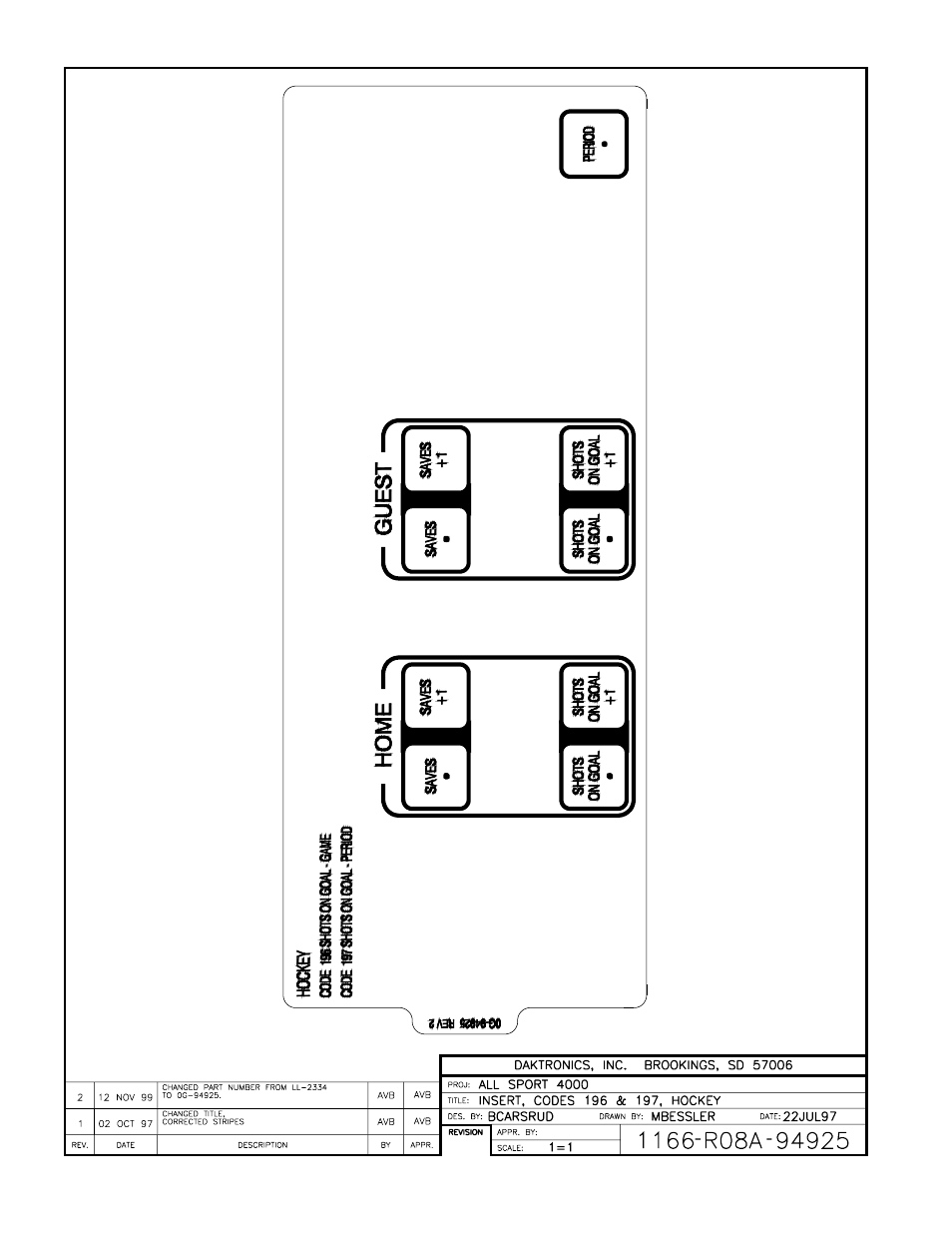 Drawing a-94925 | Daktronics All Sport 4000 Series User Manual | Page 157 / 174