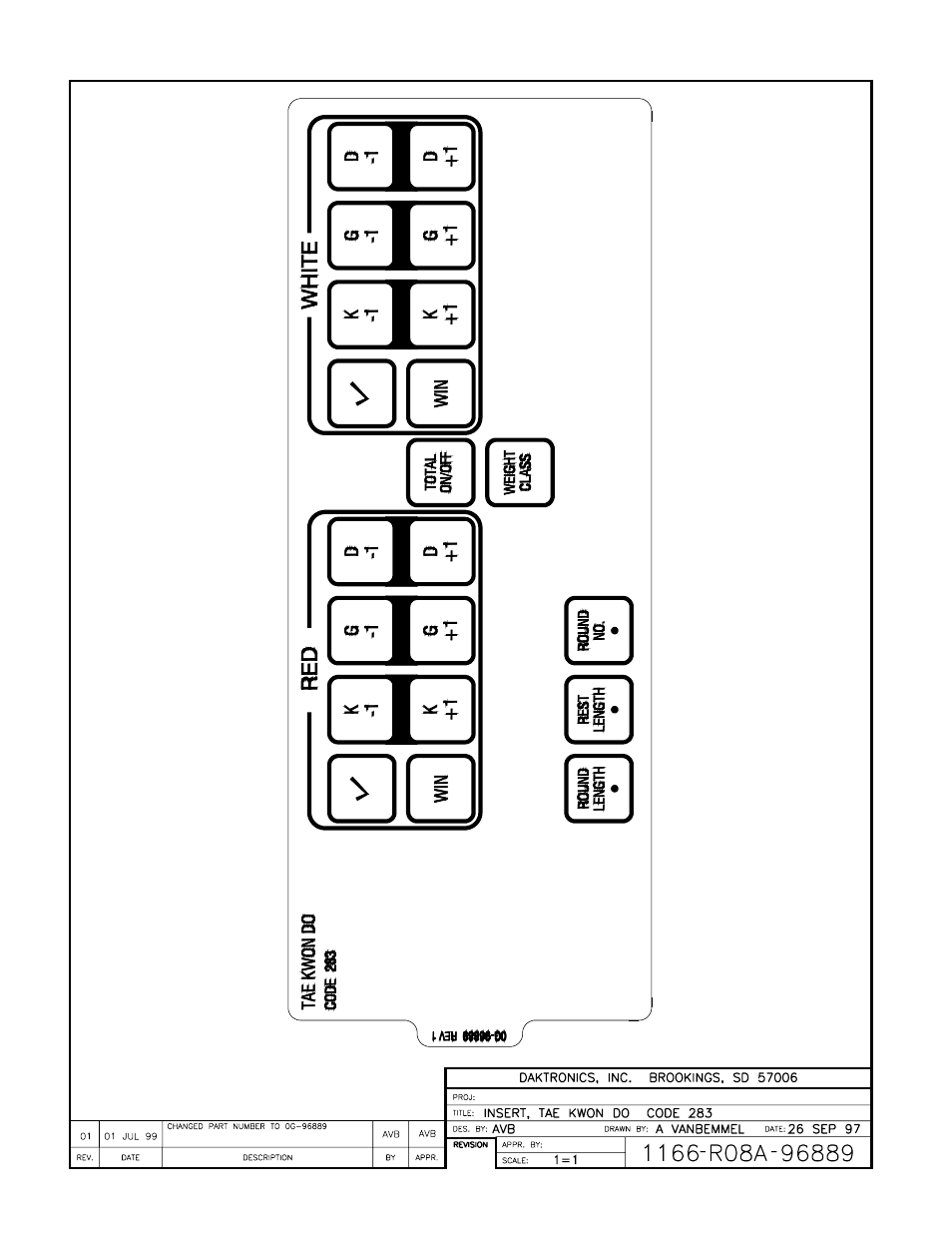 Drawing a-96889 | Daktronics All Sport 4000 Series User Manual | Page 159 / 174