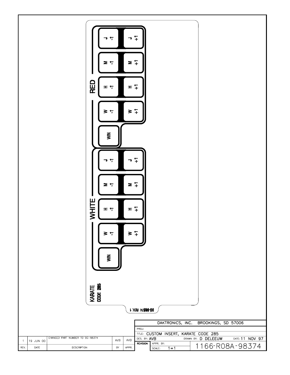 Drawing a-98374 | Daktronics All Sport 4000 Series User Manual | Page 165 / 174