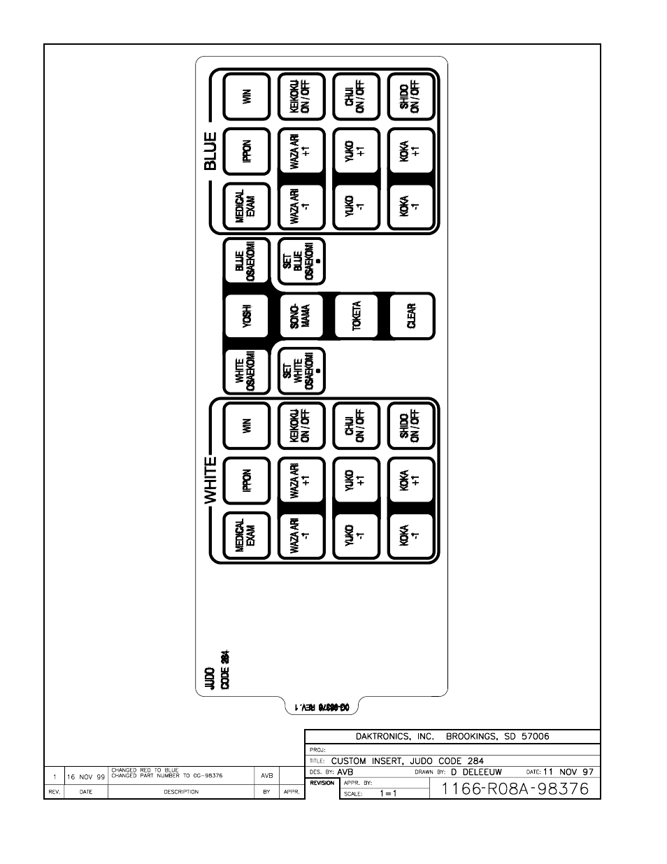 Drawing a-98376 | Daktronics All Sport 4000 Series User Manual | Page 167 / 174