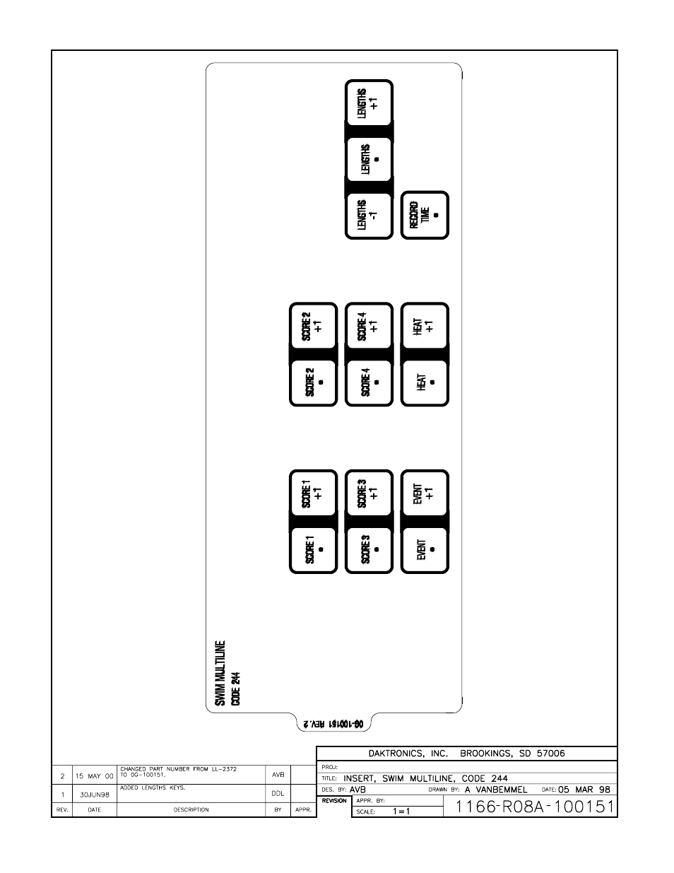 Drawing a-100151 | Daktronics All Sport 4000 Series User Manual | Page 170 / 174