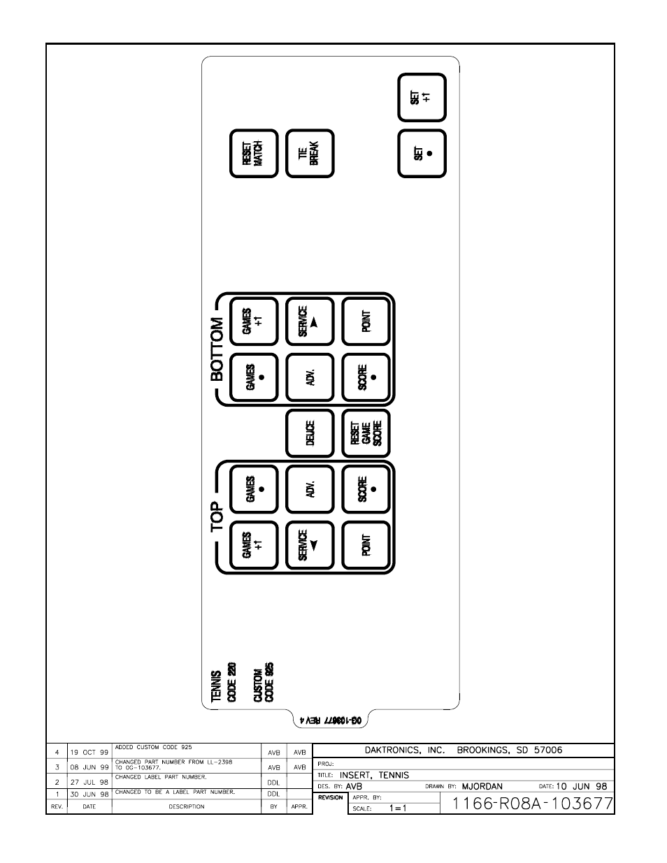 Drawing a-103677 | Daktronics All Sport 4000 Series User Manual | Page 172 / 174