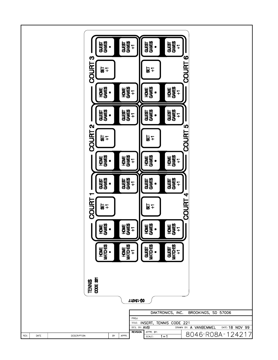 Drawing a-124217 | Daktronics All Sport 4000 Series User Manual | Page 173 / 174