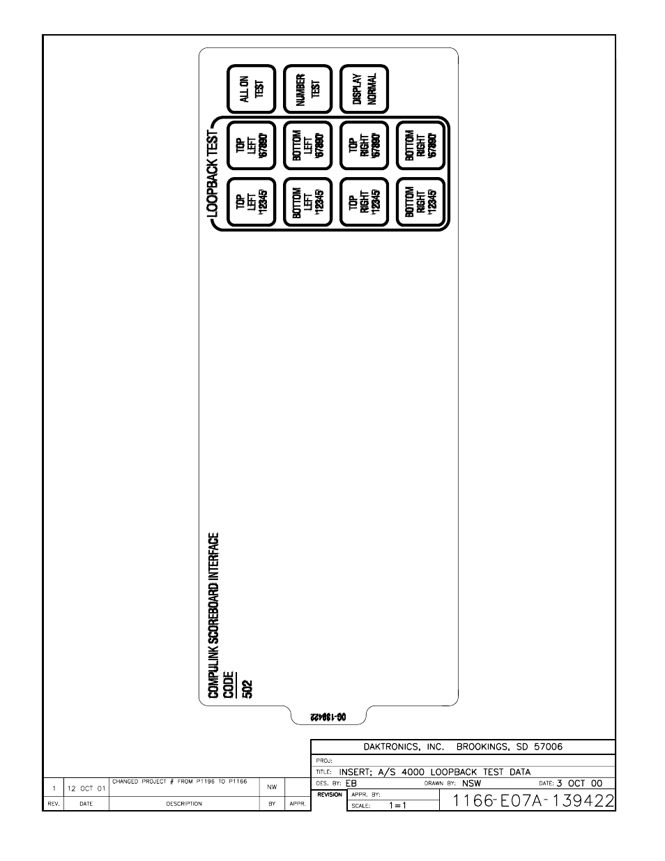 Drawing a-139422 | Daktronics All Sport 4000 Series User Manual | Page 174 / 174