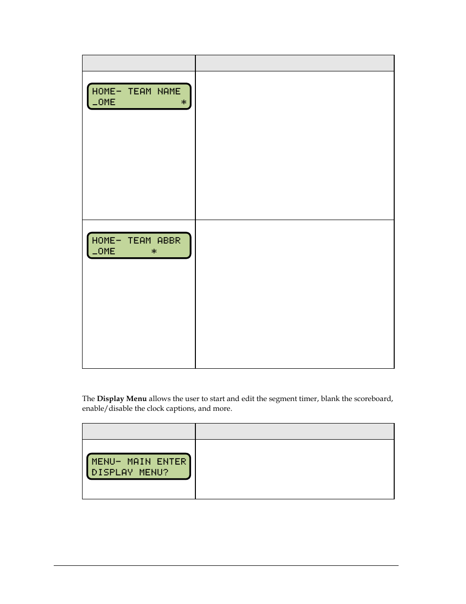 Display menu | Daktronics All Sport 5000 Series Operation Manual User Manual | Page 110 / 410