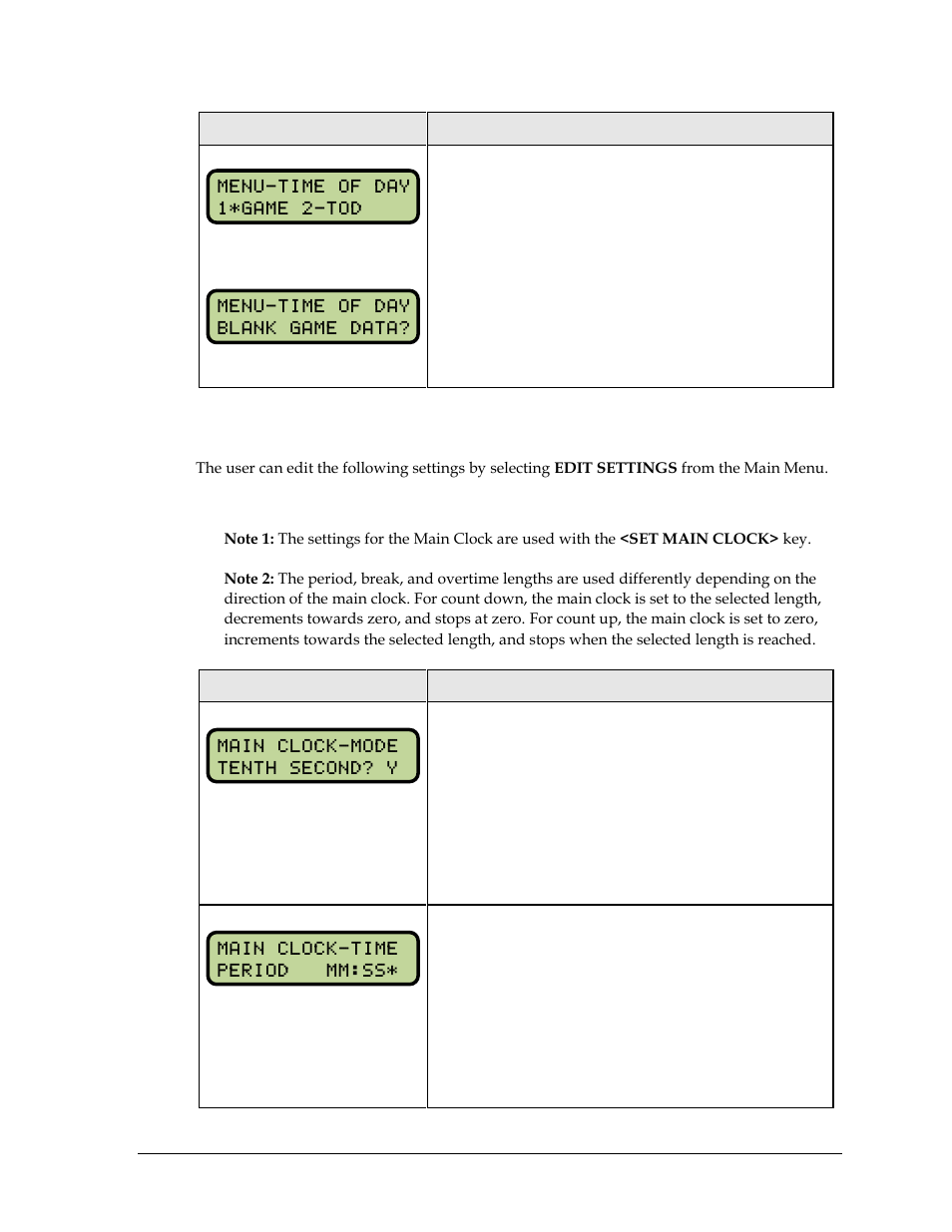 4 settings, Main clock, Settings | Daktronics All Sport 5000 Series Operation Manual User Manual | Page 113 / 410