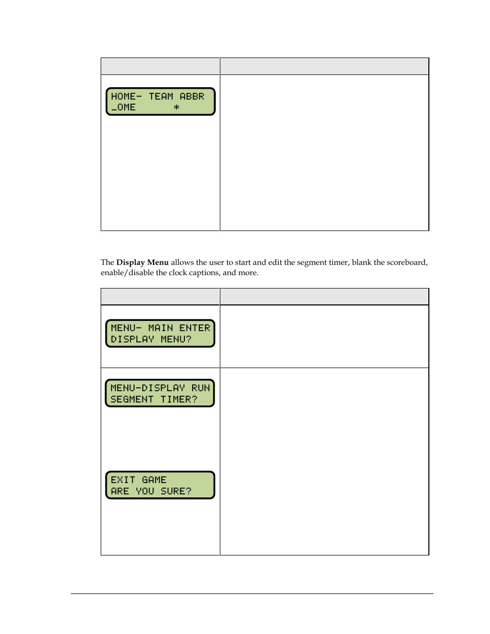 Display menu | Daktronics All Sport 5000 Series Operation Manual User Manual | Page 129 / 410