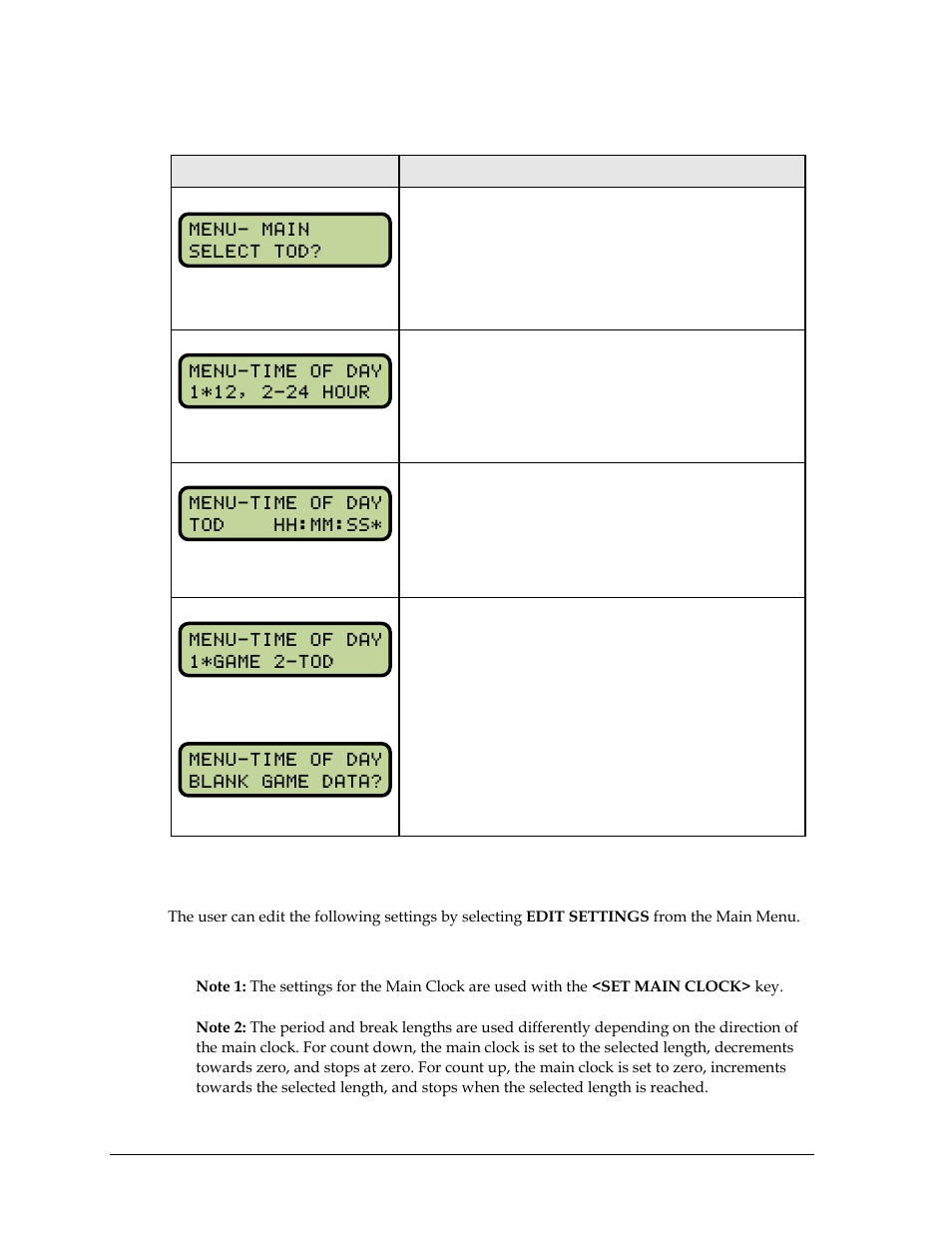 Time of day, 5 settings, Main clock | Settings | Daktronics All Sport 5000 Series Operation Manual User Manual | Page 146 / 410