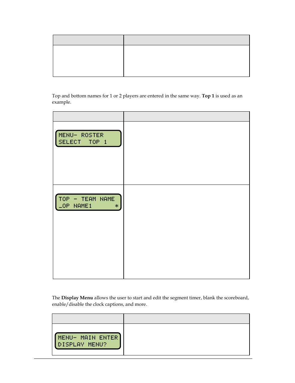 Top & bottom names, Display menu | Daktronics All Sport 5000 Series Operation Manual User Manual | Page 156 / 410