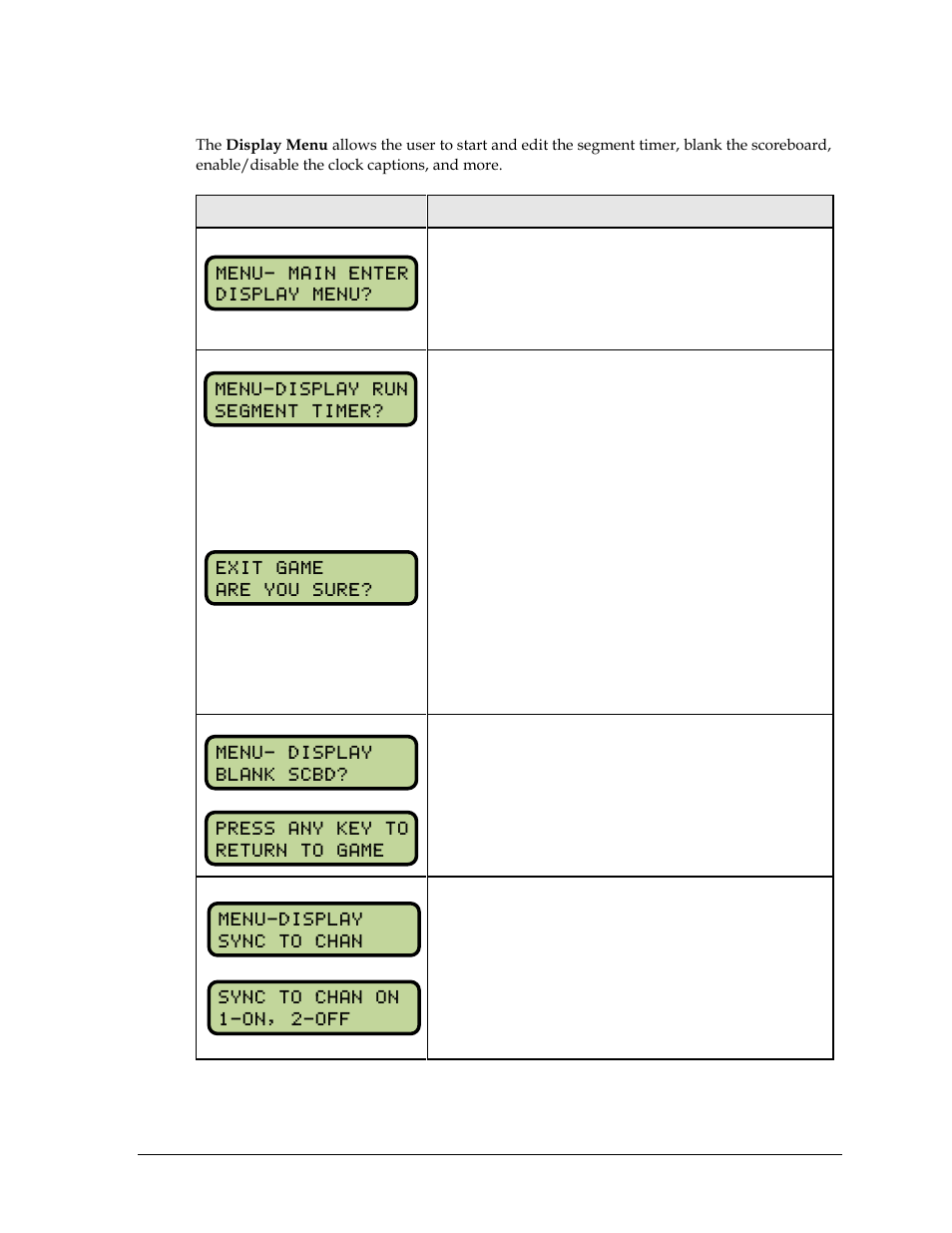 Display menu | Daktronics All Sport 5000 Series Operation Manual User Manual | Page 167 / 410