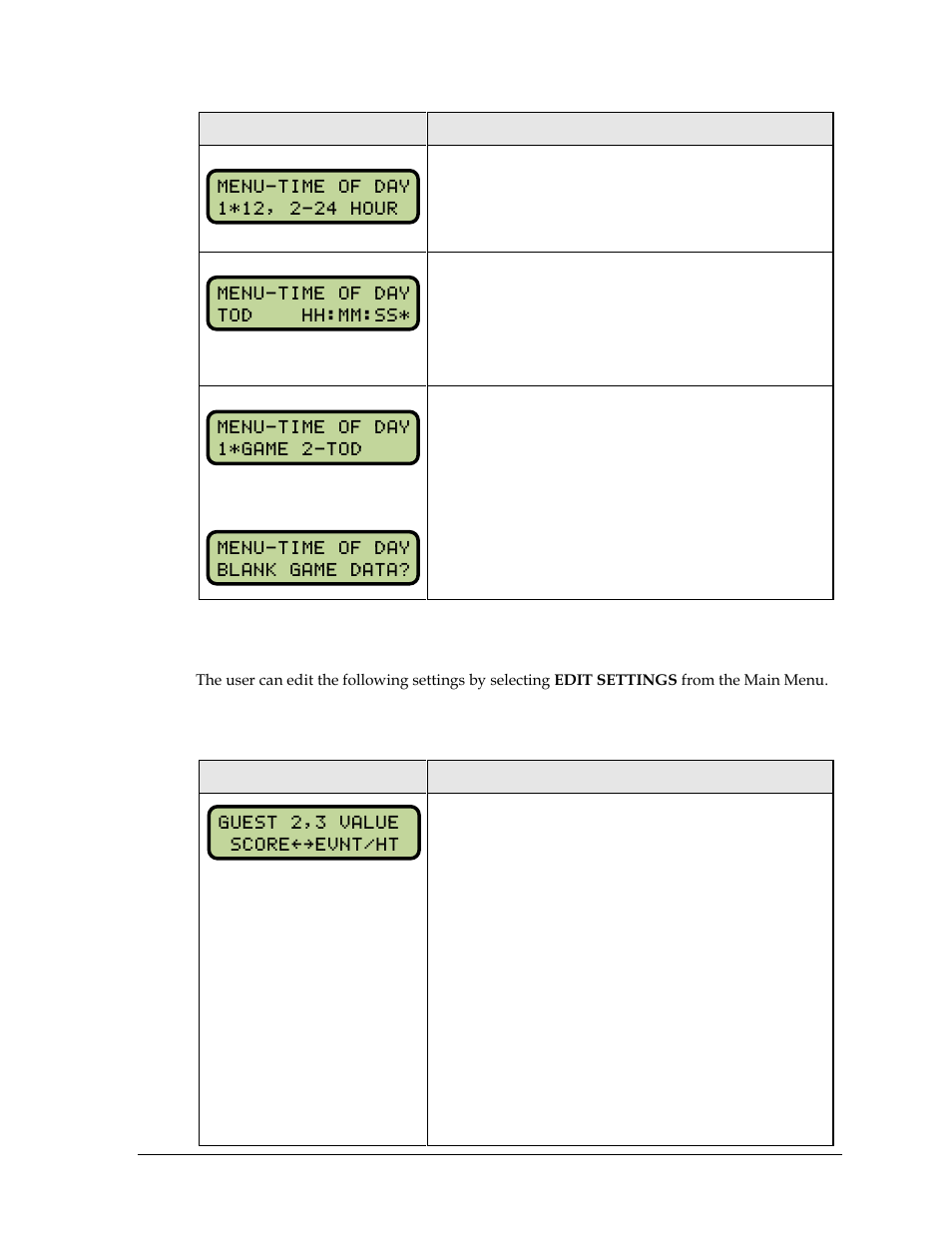 4 settings, Guest 2 and guest 3 key function, Settings | Daktronics All Sport 5000 Series Operation Manual User Manual | Page 169 / 410