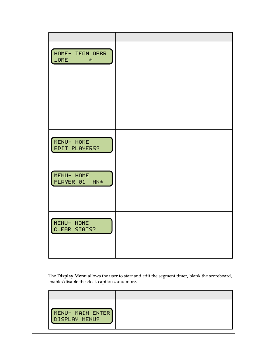 Display menu | Daktronics All Sport 5000 Series Operation Manual User Manual | Page 182 / 410