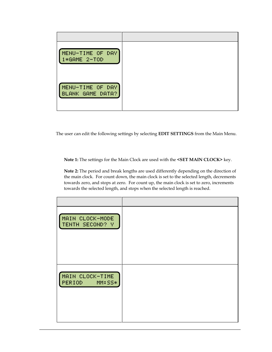 4 settings, Main clock, Settings | Daktronics All Sport 5000 Series Operation Manual User Manual | Page 185 / 410