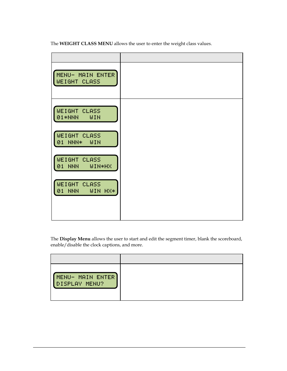 Weight class, Display menu | Daktronics All Sport 5000 Series Operation Manual User Manual | Page 200 / 410