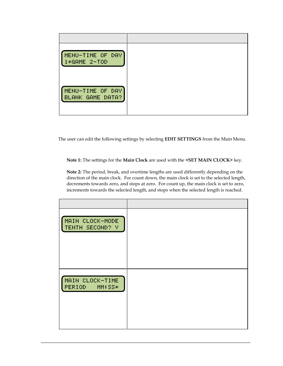 4 settings, Main clock, Settings | Daktronics All Sport 5000 Series Operation Manual User Manual | Page 203 / 410