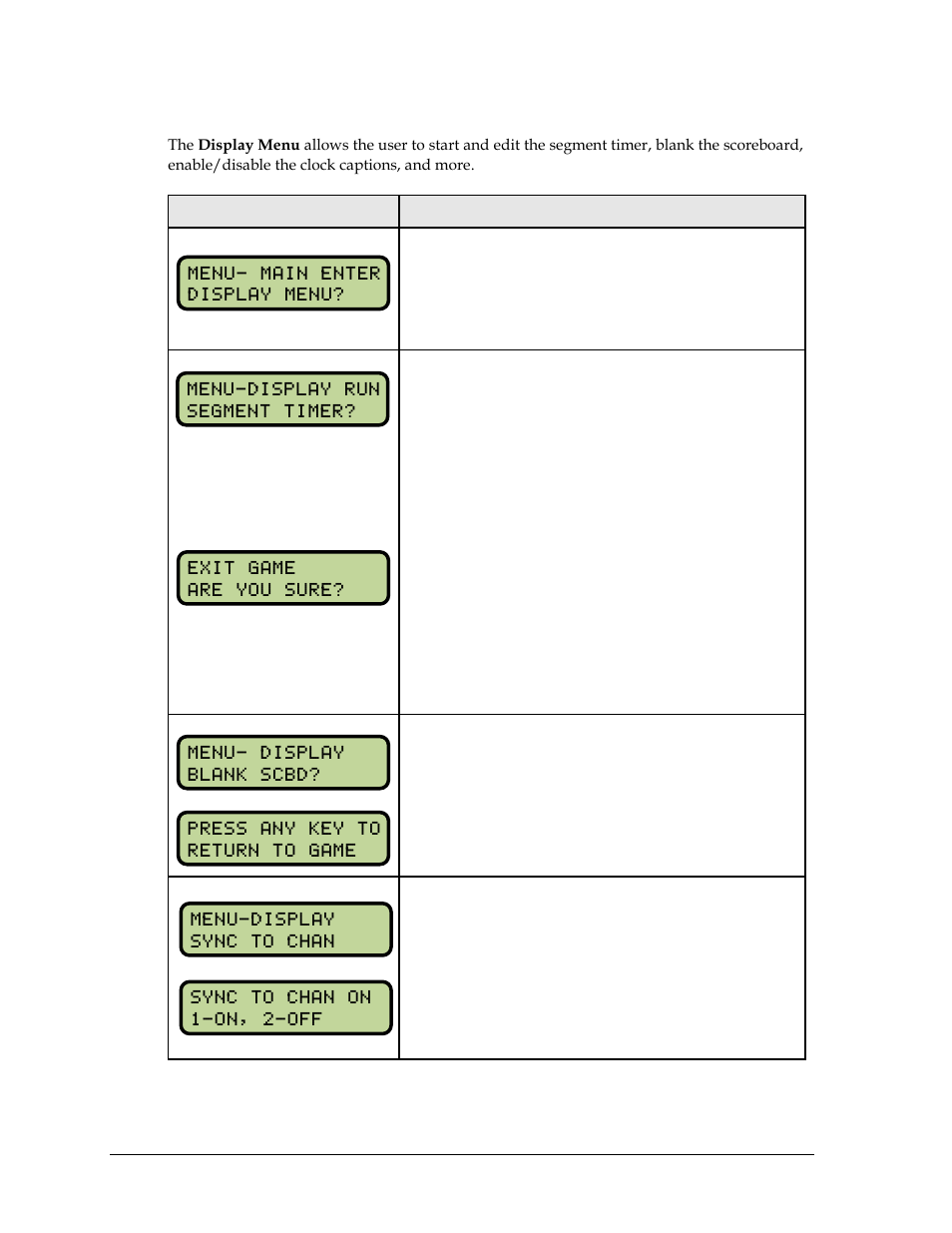 Display menu | Daktronics All Sport 5000 Series Operation Manual User Manual | Page 216 / 410