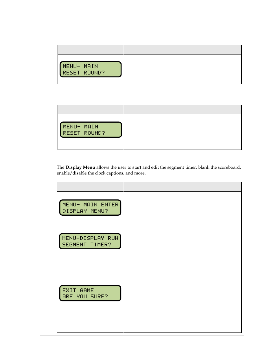 Reset round, Reset rest, Display menu | Daktronics All Sport 5000 Series Operation Manual User Manual | Page 225 / 410