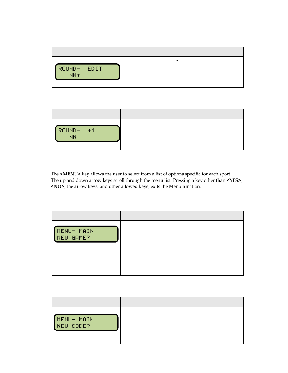 Round number, Round number +1, 2 menu | New game, New code, Menu | Daktronics All Sport 5000 Series Operation Manual User Manual | Page 242 / 410