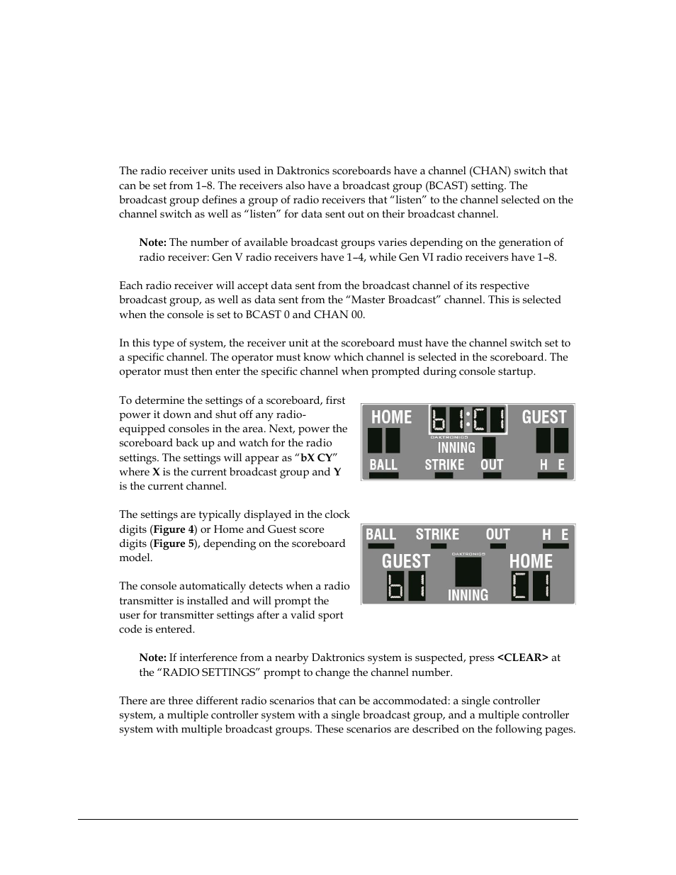 4 setting radio channels, Setting radio channels | Daktronics All Sport 5000 Series Operation Manual User Manual | Page 26 / 410