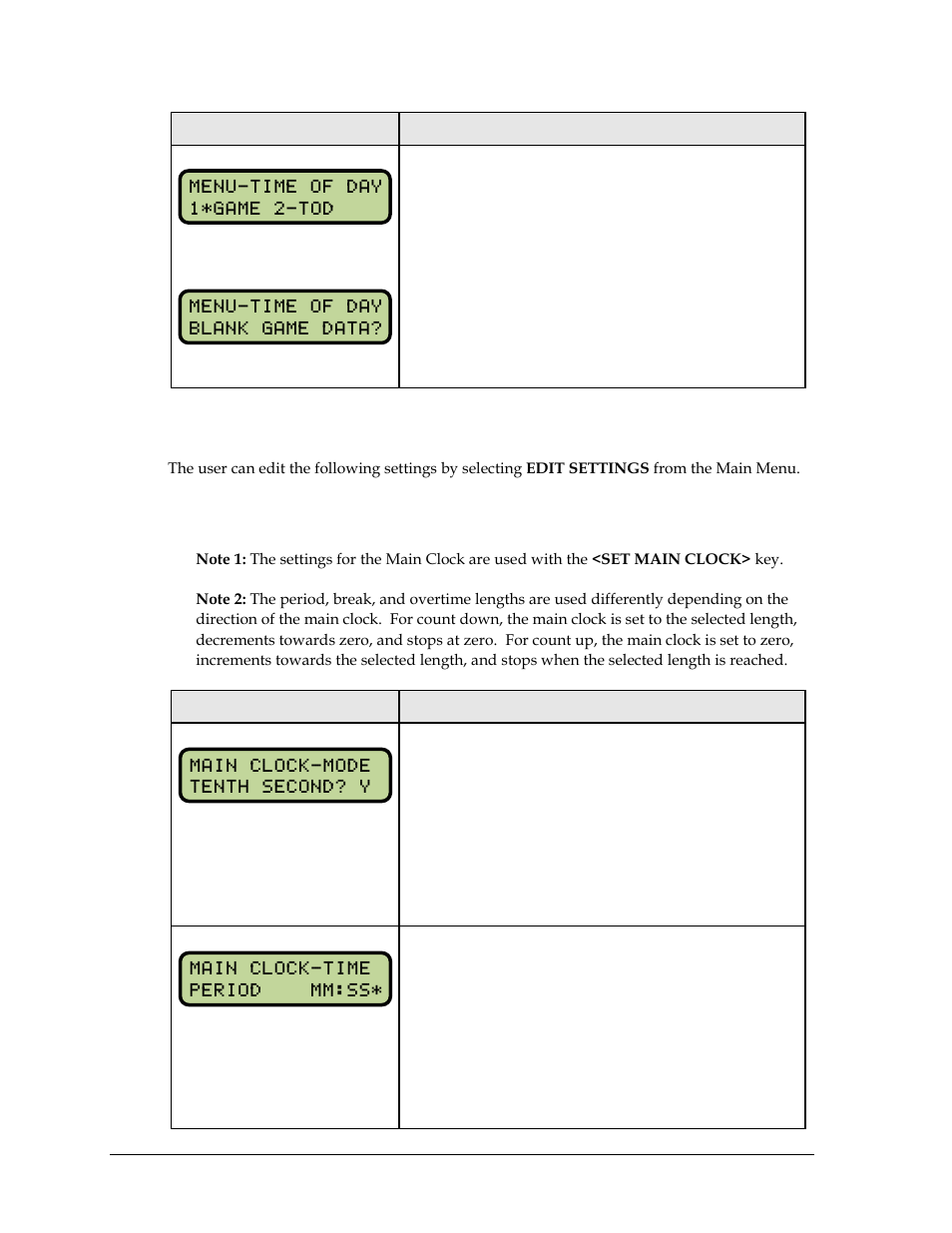 4 settings, Main clock, Settings | Daktronics All Sport 5000 Series Operation Manual User Manual | Page 272 / 410