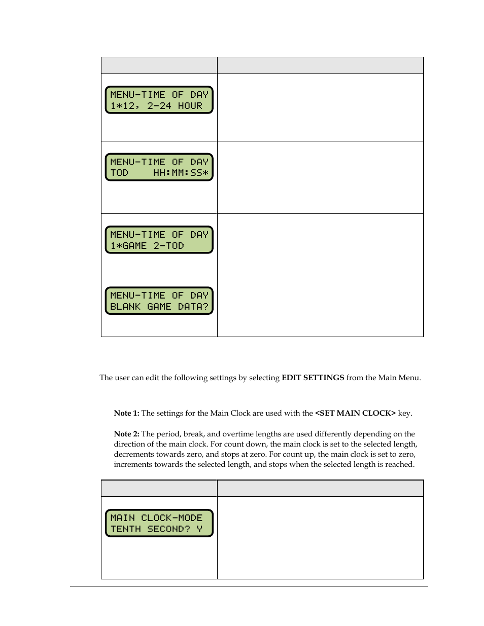 4 settings, Main clock, Settings | Daktronics All Sport 5000 Series Operation Manual User Manual | Page 287 / 410