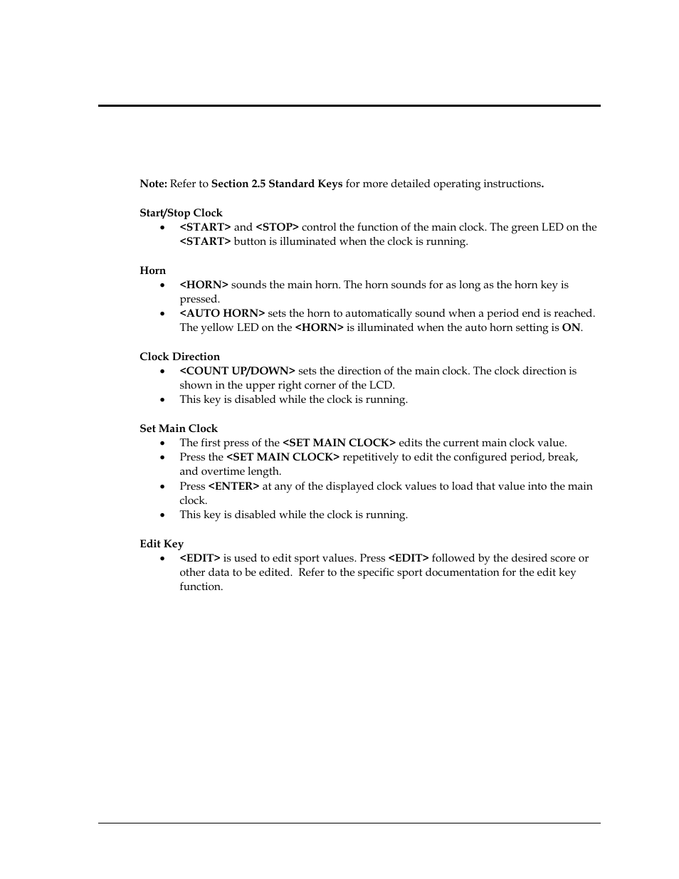 Appendix d: quick reference, All sport 5000 standard keys, Appendix d | Quick reference | Daktronics All Sport 5000 Series Operation Manual User Manual | Page 375 / 410