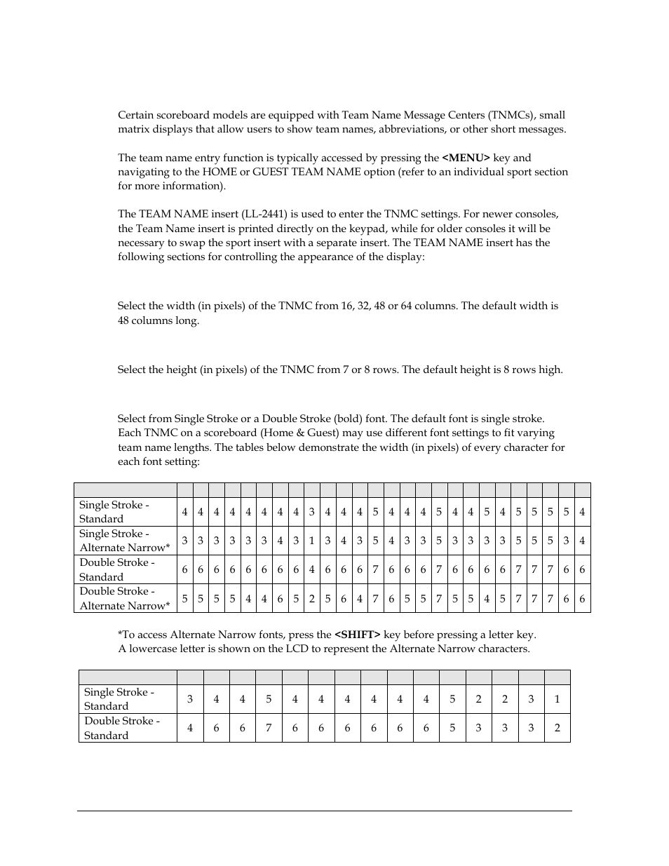 8 team name entry, Width, Height | Font, Team name entry | Daktronics All Sport 5000 Series Operation Manual User Manual | Page 38 / 410