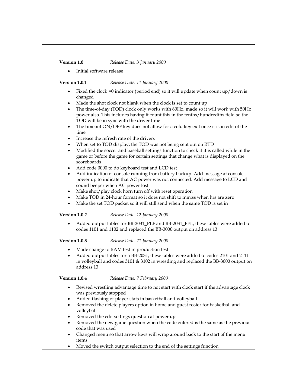 Appendix e: console revision history, Appendix e, Console revision history | Daktronics All Sport 5000 Series Operation Manual User Manual | Page 391 / 410