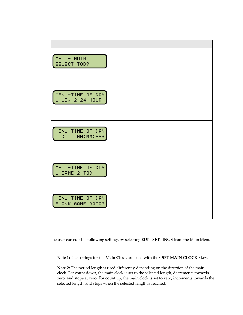 Time of day, 4 settings, Main clock | Settings | Daktronics All Sport 5000 Series Operation Manual User Manual | Page 57 / 410