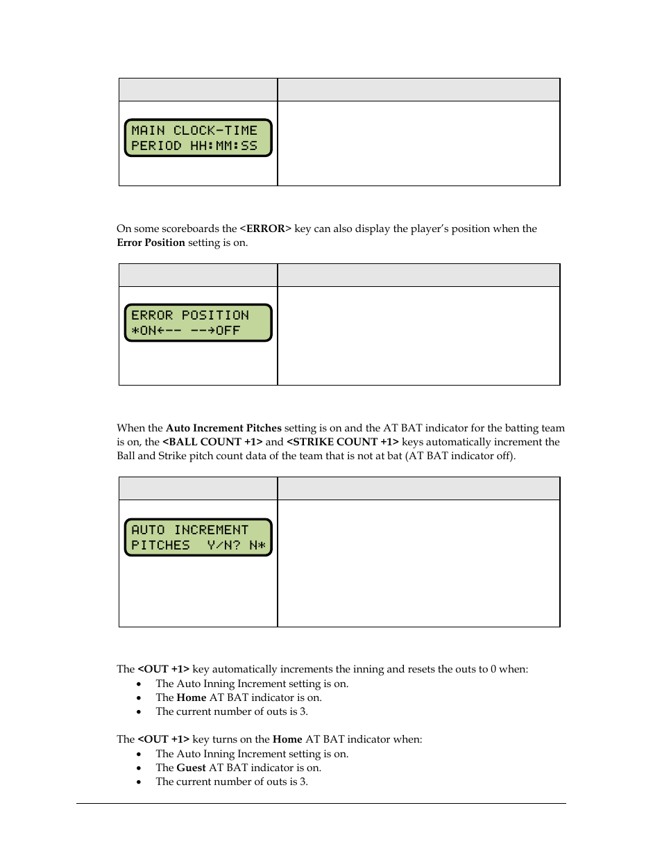 Error position, Auto increment pitches, Auto increment inning | Daktronics All Sport 5000 Series Operation Manual User Manual | Page 58 / 410