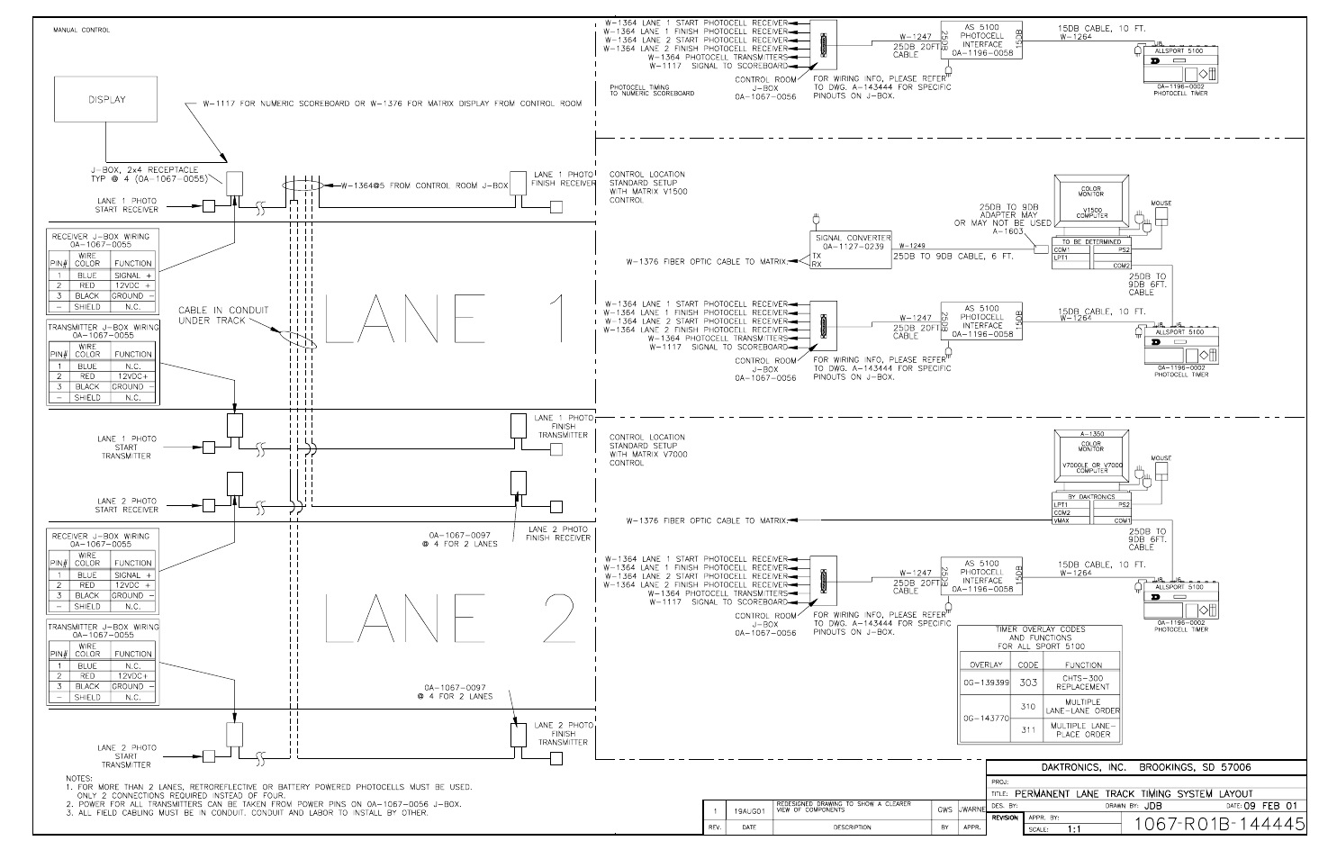 Drawing b-144445 | Daktronics All Sport 5100 Timer User Manual | Page 101 / 149