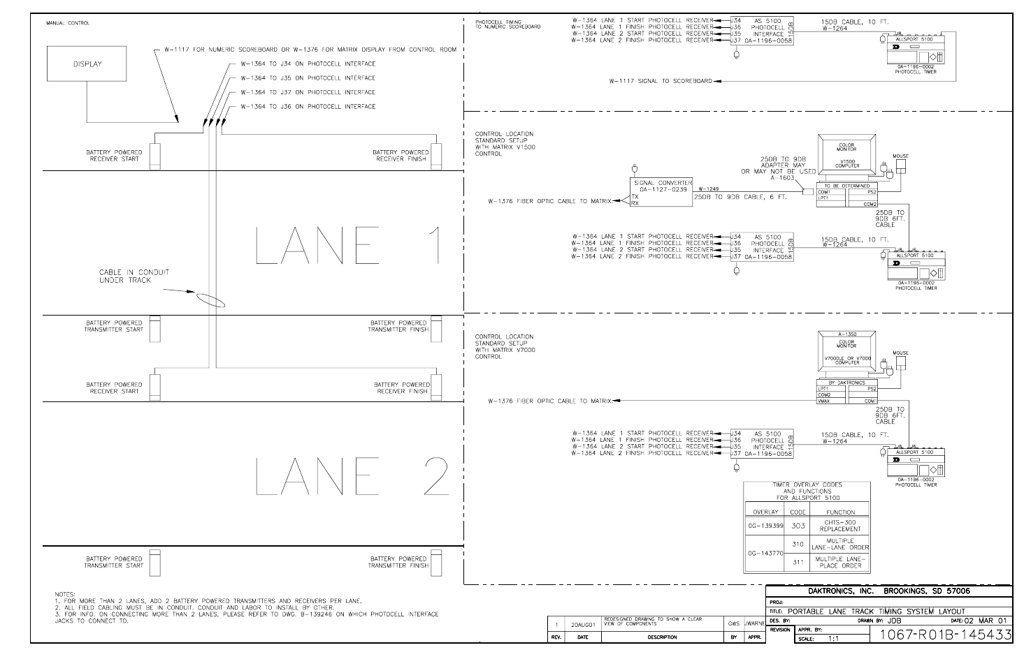 Drawing b-145433 | Daktronics All Sport 5100 Timer User Manual | Page 103 / 149