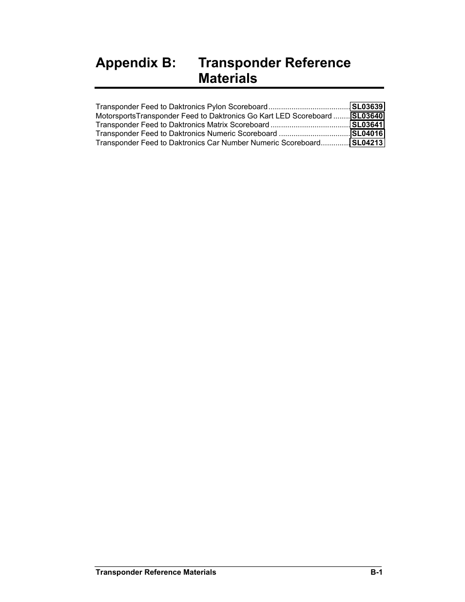 Appendix b: transponder reference materials | Daktronics All Sport 5100 Timer User Manual | Page 105 / 149