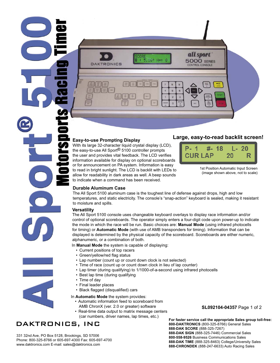 Daktronics, inc | Daktronics All Sport 5100 Timer User Manual | Page 119 / 149