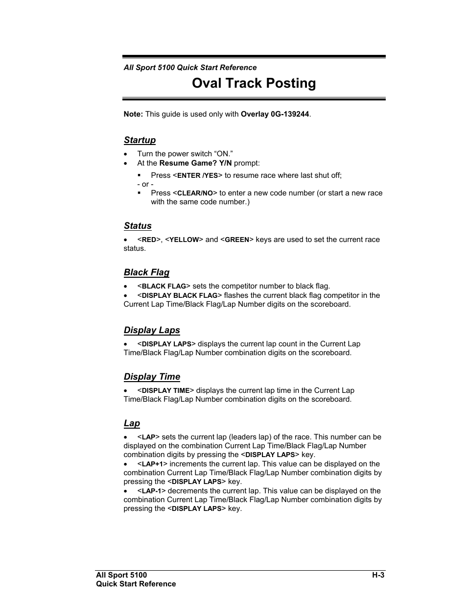 Oval track posting | Daktronics All Sport 5100 Timer User Manual | Page 139 / 149