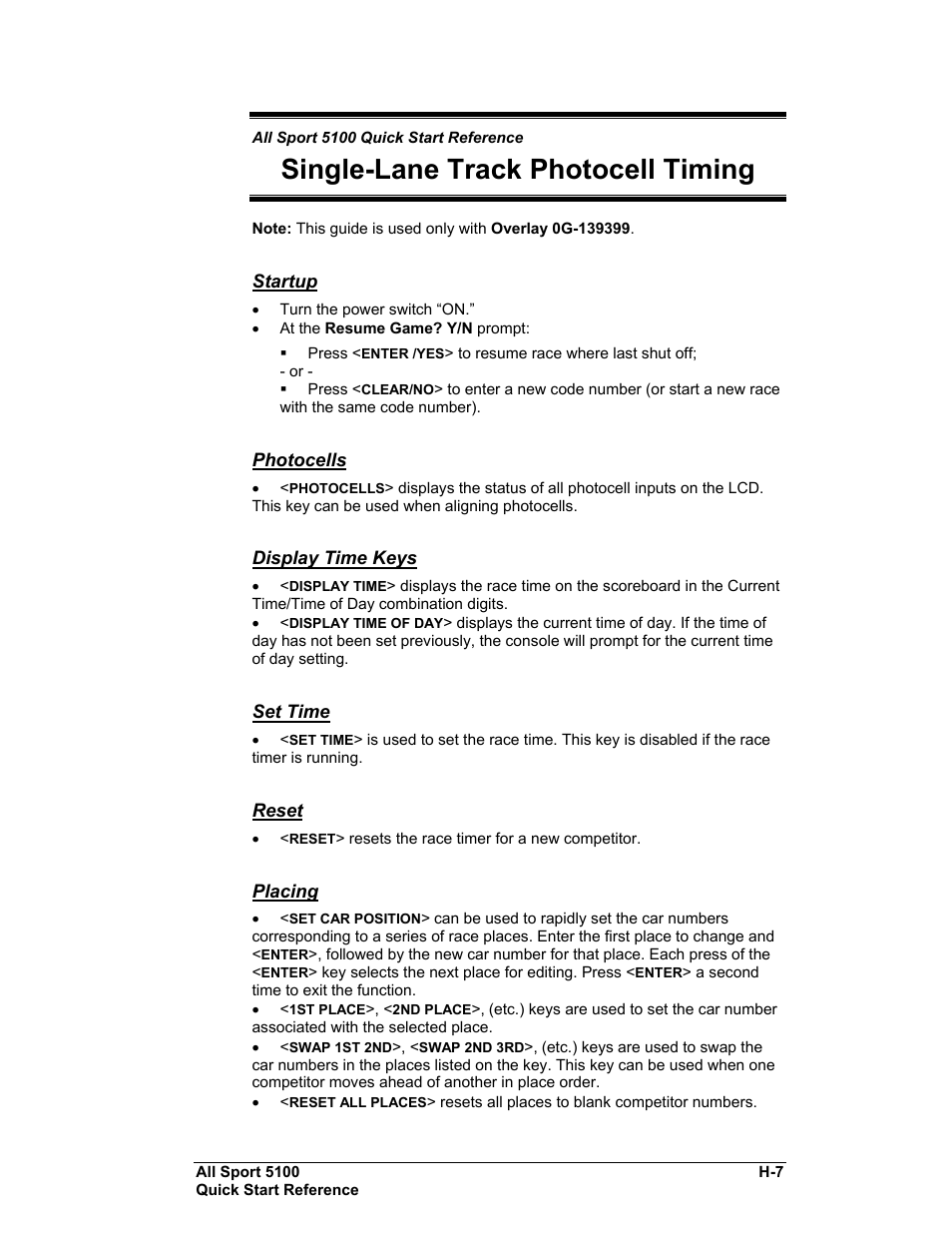 Single-lane track photocell timing | Daktronics All Sport 5100 Timer User Manual | Page 143 / 149