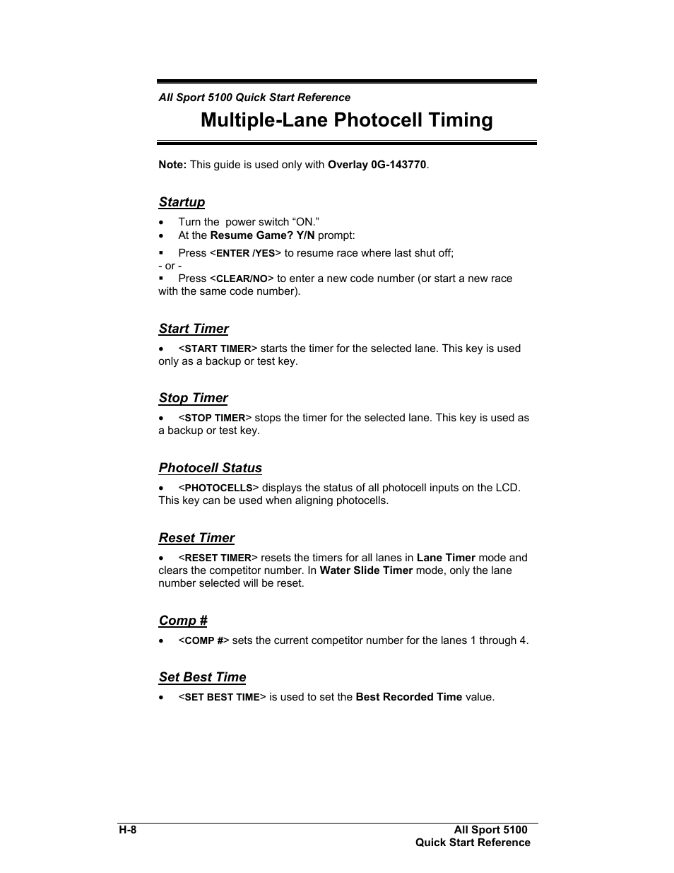 Multiple-lane photocell timing | Daktronics All Sport 5100 Timer User Manual | Page 144 / 149