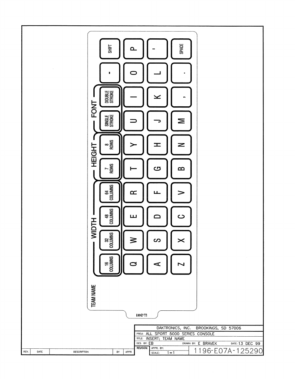 Drawing a-125290 | Daktronics All Sport 5100 Timer User Manual | Page 82 / 149