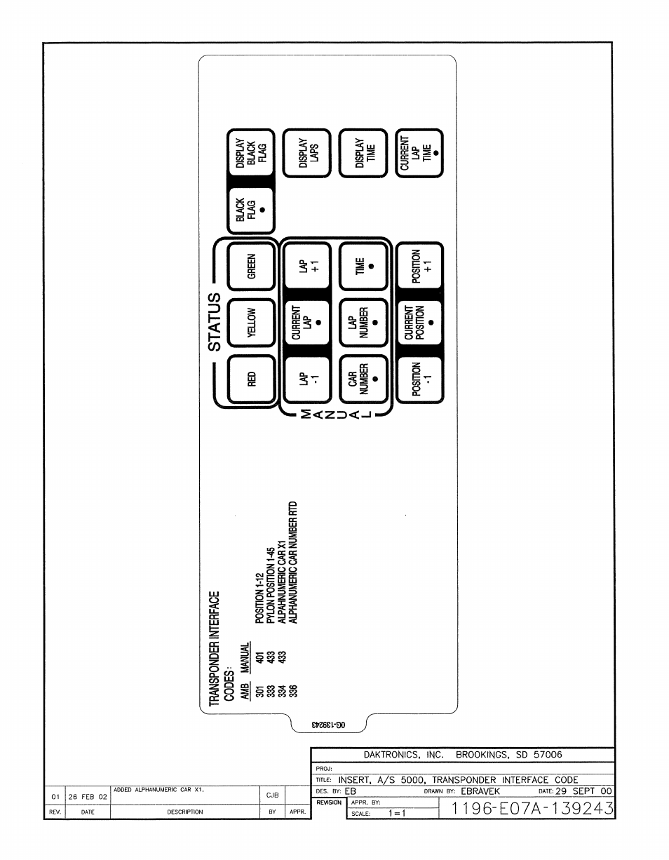 Drawing a-139243 | Daktronics All Sport 5100 Timer User Manual | Page 83 / 149