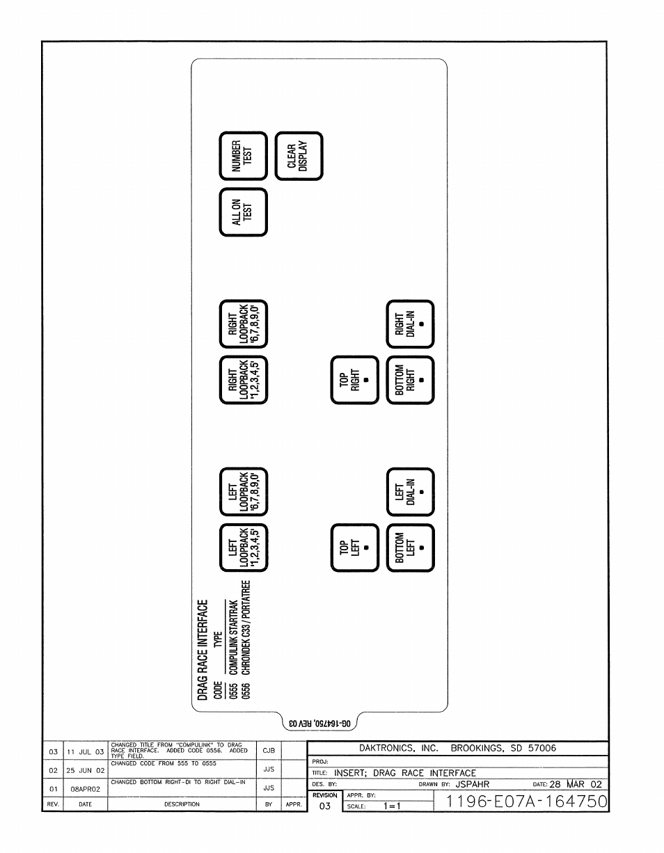 Drawing a-164750 | Daktronics All Sport 5100 Timer User Manual | Page 90 / 149