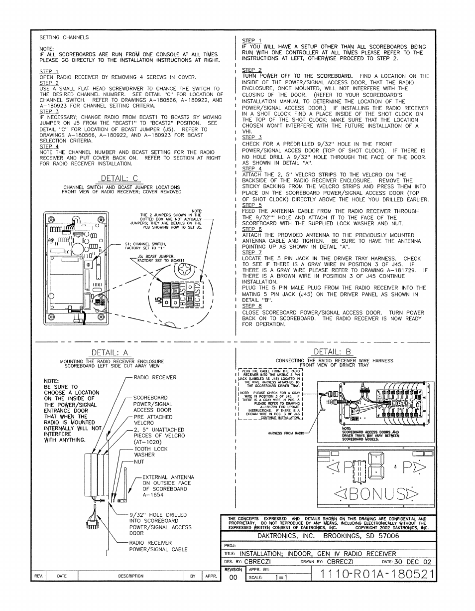 Drawing a-180521 | Daktronics All Sport 5100 Timer User Manual | Page 92 / 149