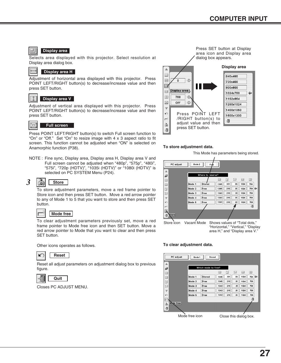 Computer input | Canon LV-7565F User Manual | Page 27 / 56