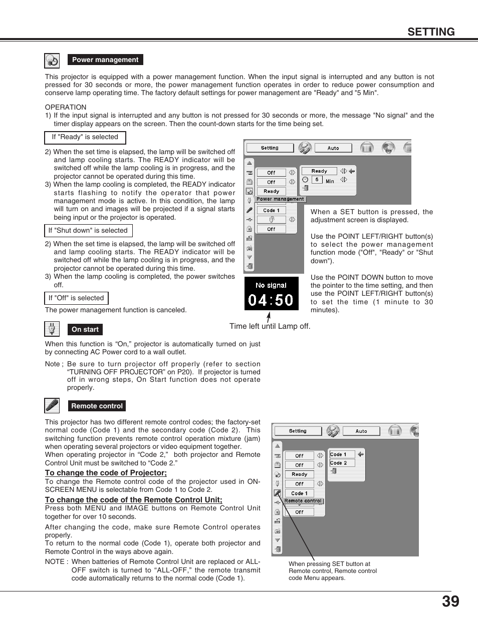 Setting | Canon LV-7565F User Manual | Page 39 / 56