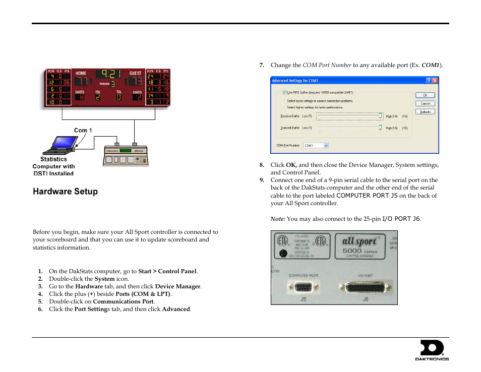 Daktronics All Sport Interface for DakStats User Manual | 3 pages