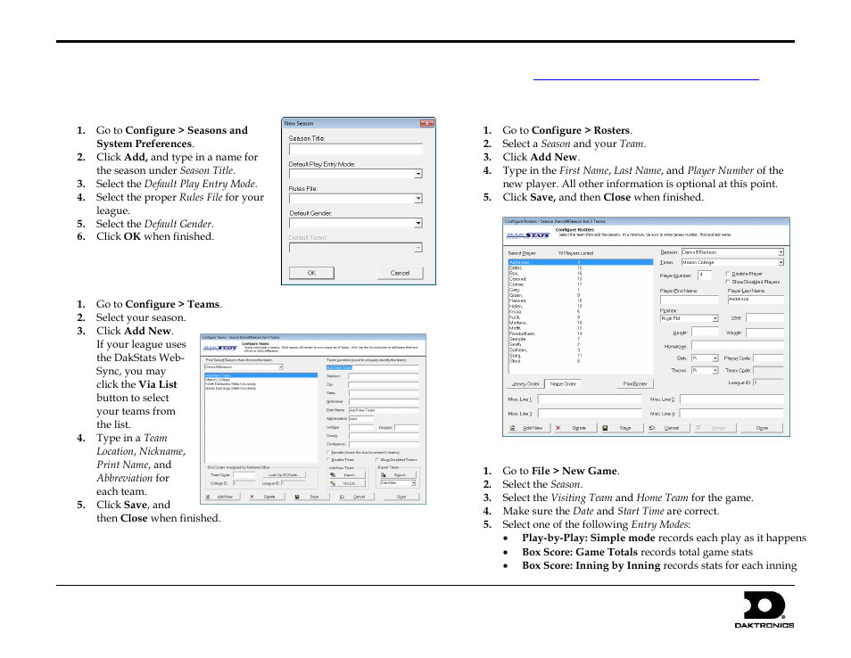 Daktronics DakStats Baseball User Manual | 8 pages