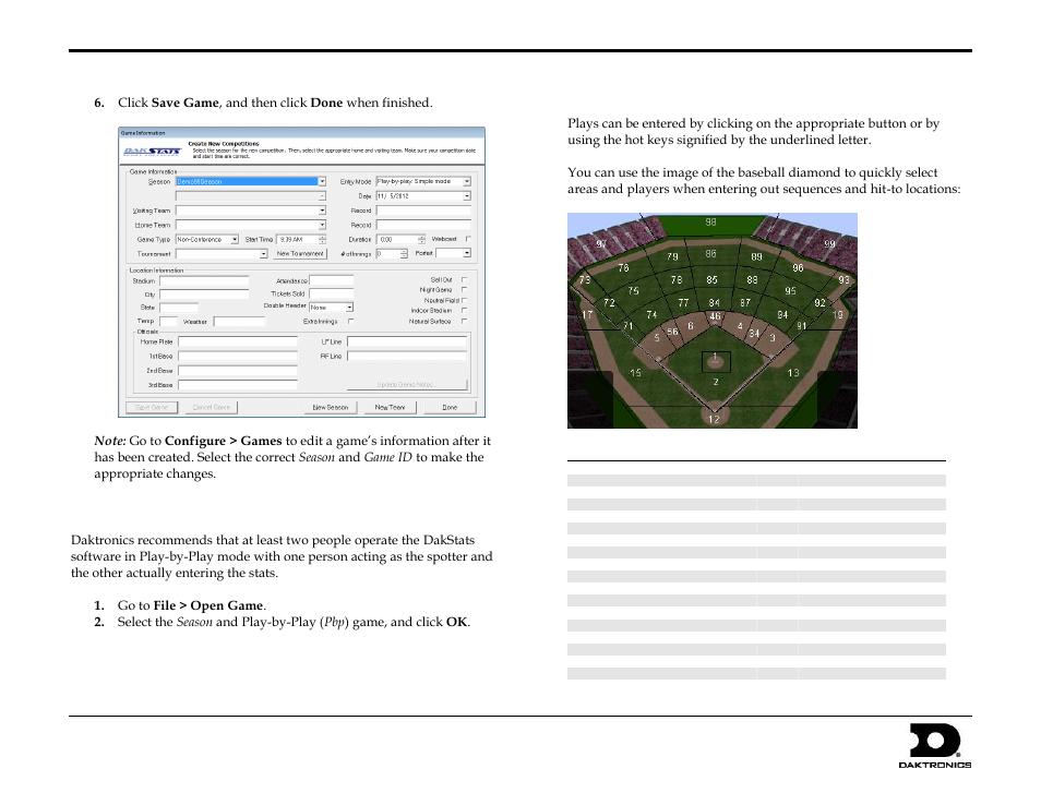 Play-by-play entry, Using play entry buttons, Dakstats | Baseball quick start guide 2 of 8 | Daktronics DakStats Baseball User Manual | Page 2 / 8